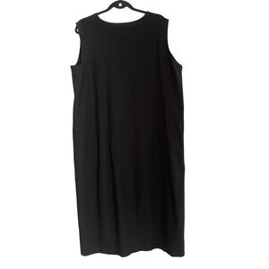 Eileen‎ Fisher Shift Dress Womens Black Sleeveless Stretch Jersey Midi XL